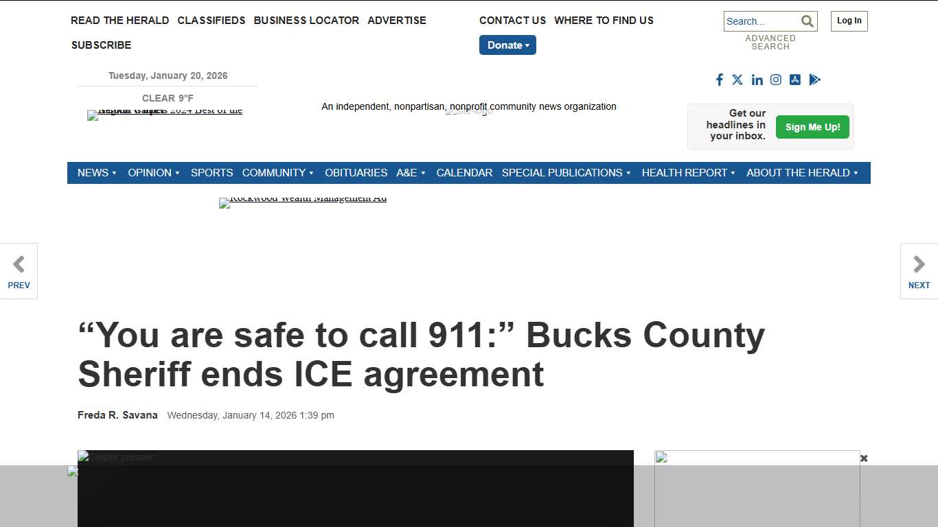 “You are safe to call 911:” Bucks County Sheriff ends ICE agreement | News | buckscountyherald.com